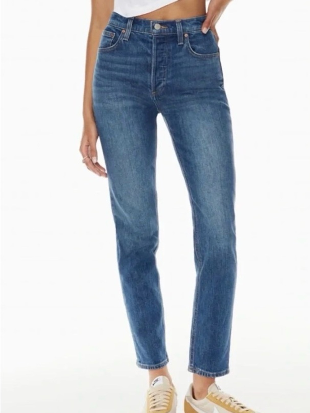 Denim Forum Aritzia The Yoko High Rise Slim Button Up Fly Jeans Size 25